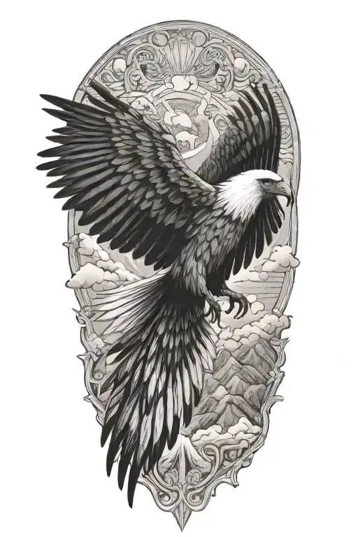 Ecuadorian condor soaring tattoo design idea