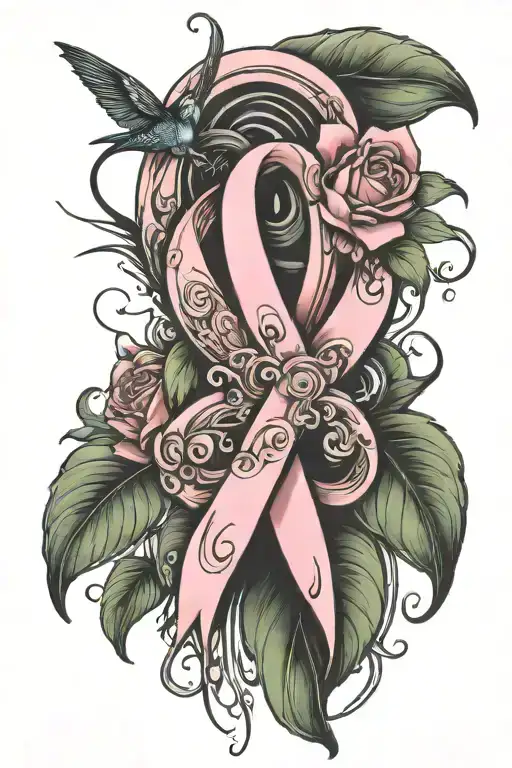 breast cancer awareness ribbon tattoo design idea