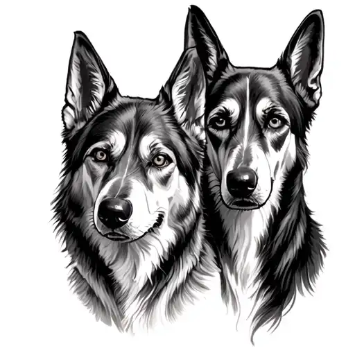 irish worrier 2 wolf hounds tattoo design idea