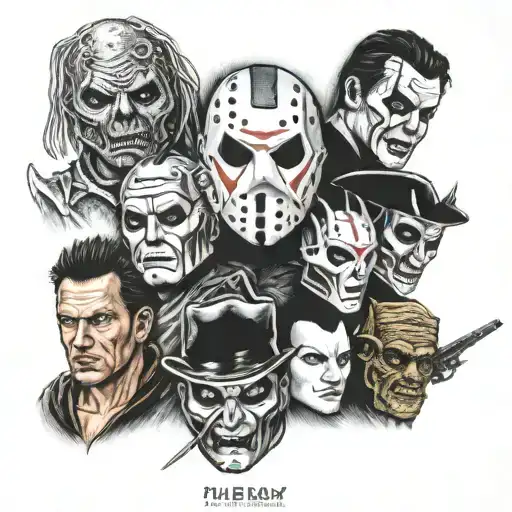 Jason Voorhees, Freddy Krueger, Michael Myers, pinhead, jigsaw, Leatherface, alien, predator, ghostface, Grim reaper tattoo design idea