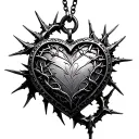 chains thorns cyber sigilism heart shaped locket tattoo design idea