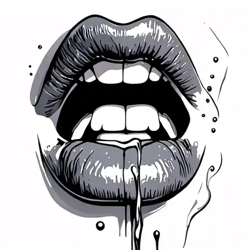 lips blowing colorful tattoo design idea