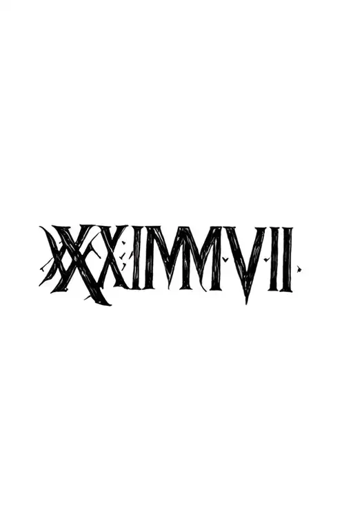 The letters X・XXI・MMVIII with a shadow tattoo design idea
