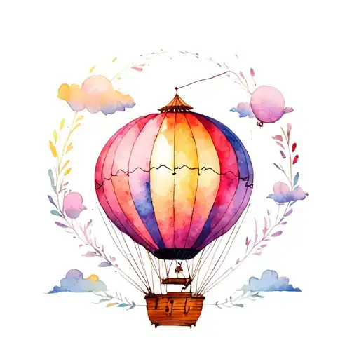 vintage hot air balloon only one tattoo design idea