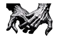 memento mori hand reaching but on left hand its a science hand and on the other is mathematical hand tattoo design idea