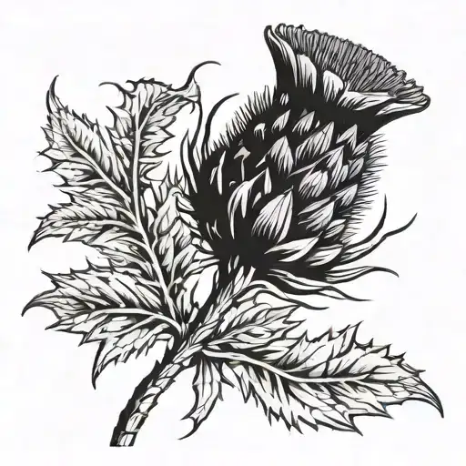 Scottish thistle with the names "bella" and "Eleanor"  tattoo design idea