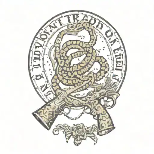 don't tread on me flintlock pistols tattoo design idea