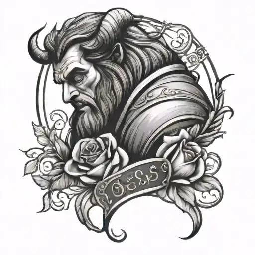beauty and the beast tattoo design idea