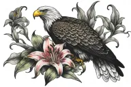 Stargazer lily and eagle tattoo design idea