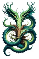 yggdrasil with jormungandr wrapped tightly tattoo design idea