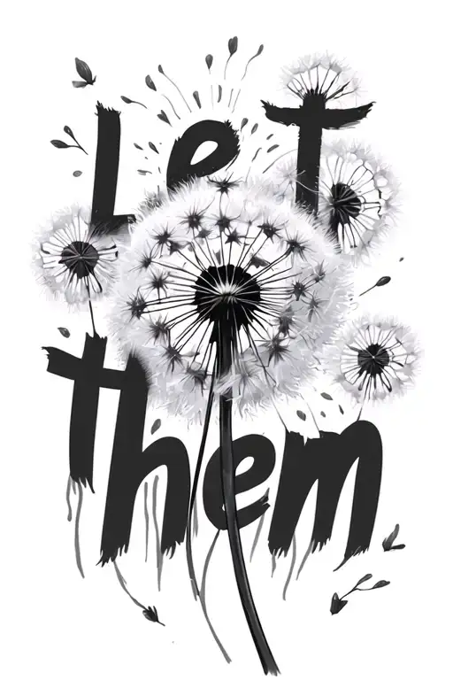 "Let them " dandelion blowing tattoo design idea
