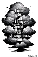 clouds with he words "I can do all things through Christ that strengthens me. Philippians 4:13" tattoo design idea