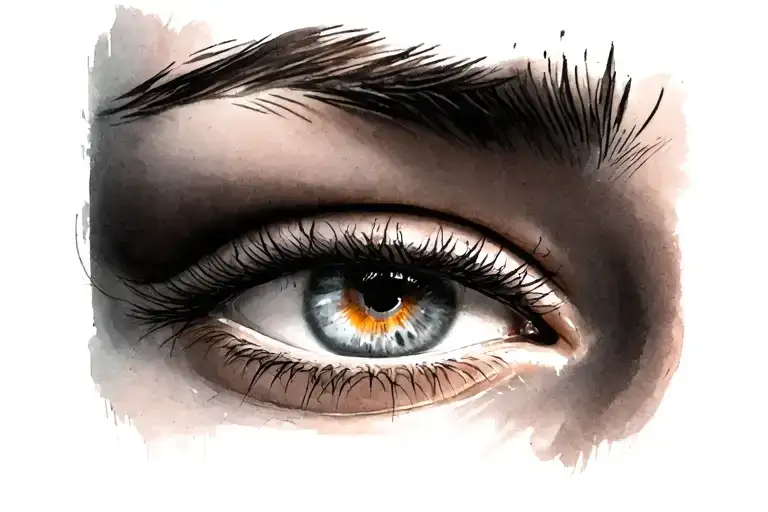 eyes and eyebrows staring tattoo design idea