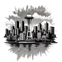 Seattle skyline and Memphis skylines combined tattoo tattoo design idea