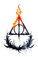 Harry Potter Deathly Hallows with Dark Mark Black Fire tattoo design idea