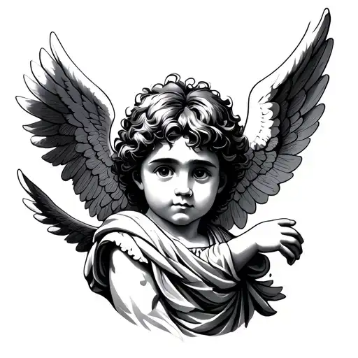 boy angel traditional style tattoo tattoo design idea