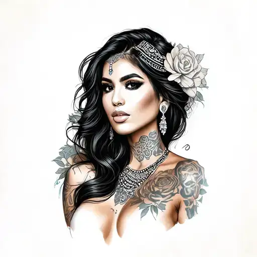asian chicano woman sexy woman tattoo design idea