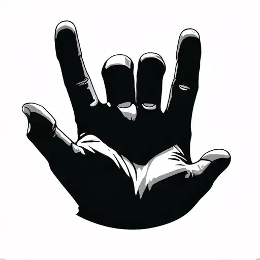 Minimalistic Two-Fingered Salute - Simplified outline of hand with index and middle fingers raised - Emphasis on dynamics tattoo design idea