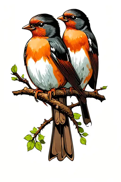 Two Robins tattoo design idea