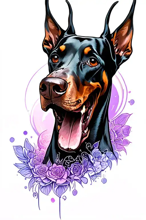 doberman skull tattoo design idea