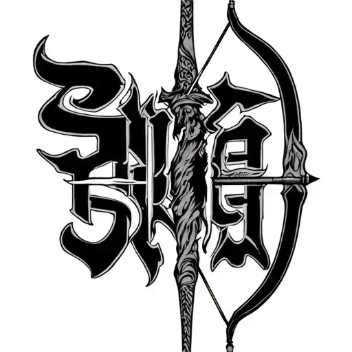 "shivasai" bow and arrow weapon tattoo design idea