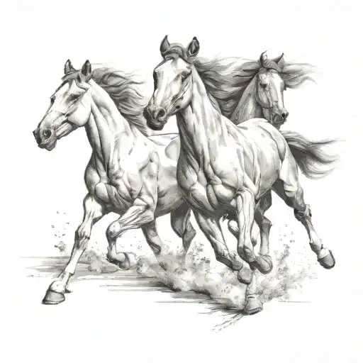 horses running tattoo design idea
