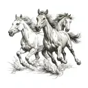 horses running tattoo design idea