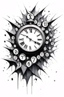 shattered clock scattered numbers tattoo design idea