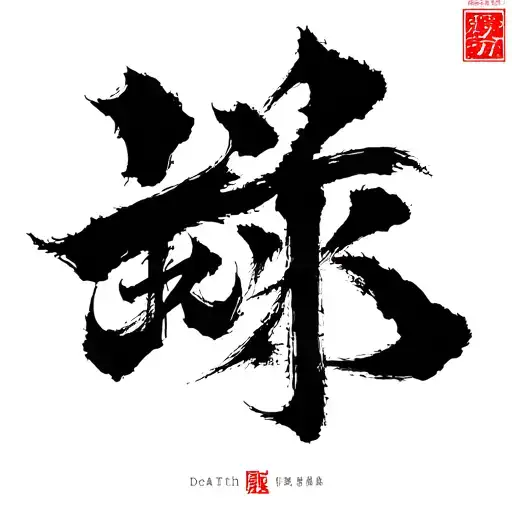 death word chinese caligraphy with shadow tattoo design idea