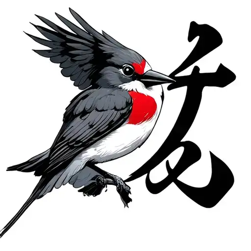 make one with the japanese kanji word love with brids tattoo design idea