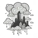 rain cloud city tattoo design idea