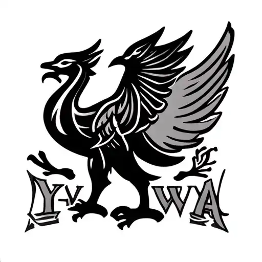 "YNWA" Liverpool FC Liverbird logo with YNWA tattoo tattoo design idea