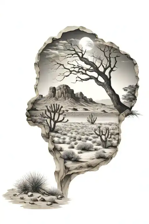 desert landscape inspired tattoo design idea