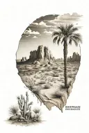 desert landscape inspired tattoo design idea