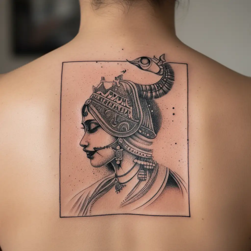 maa vaishno devi bhawan and Mata Rani  tattoo design idea