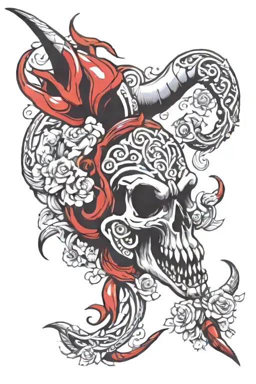 horn & red chilli tattoo design idea