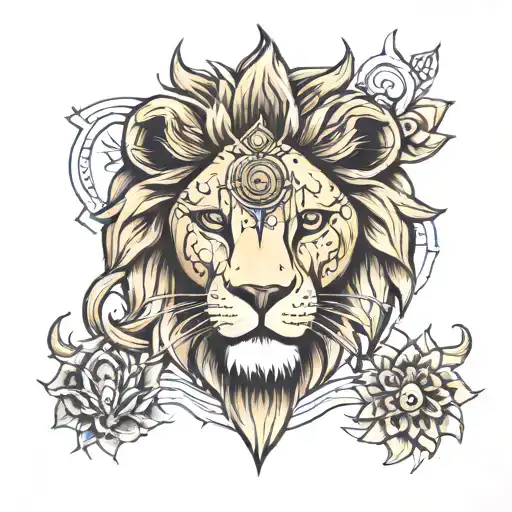 third eye leo lion tattoo design idea