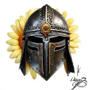 Daisy's, bullets, and a gladiator helmet or shield  tattoo design idea