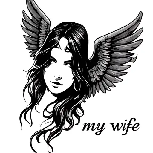 "angel" my wife face tattoo design idea