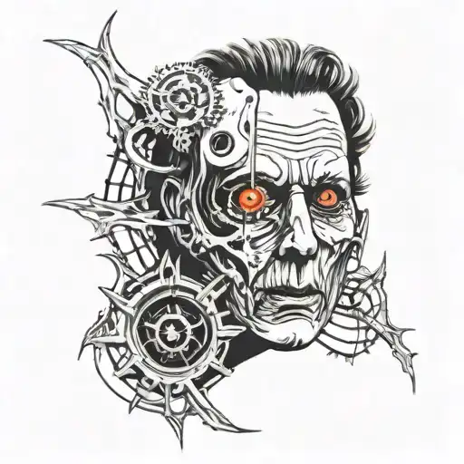 micheal myers with sharigan eyeball tattoo design idea