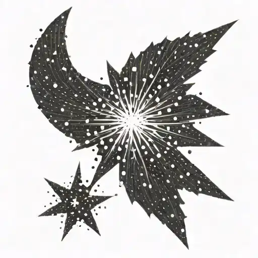 Small, minimalist, abstract starburst made from a cluster of *ONLY* 25 dots tattoo design idea