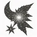 Small, minimalist, abstract starburst made from a cluster of *ONLY* 25 dots tattoo design idea