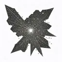 Small, minimalist, abstract starburst made from a cluster of *ONLY* 25 dots tattoo design idea