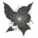 Small, minimalist, abstract starburst made from a cluster of *ONLY* 25 dots tattoo design idea