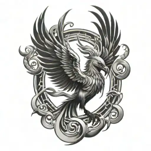 cyber Sigilism phoenix tattoo design idea