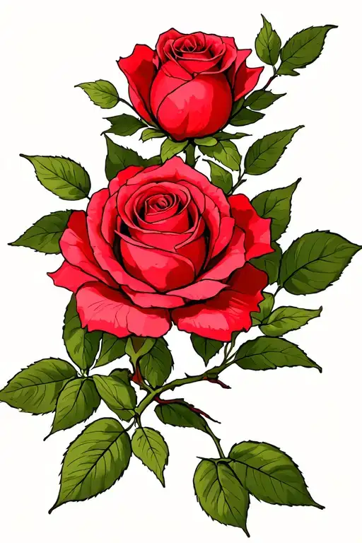 rose branch representing adhd brain tattoo design idea