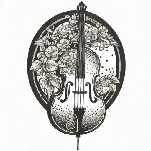 upright bass tattoo design idea