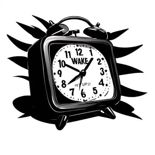 square alarm clock that says wake up tattoo design idea