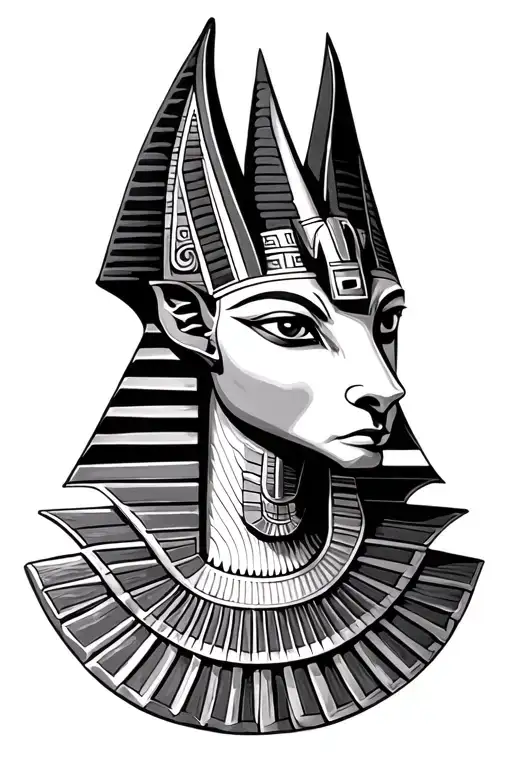 Egyptian god Anubis with an Egyptian eye of Horus tattoo design idea