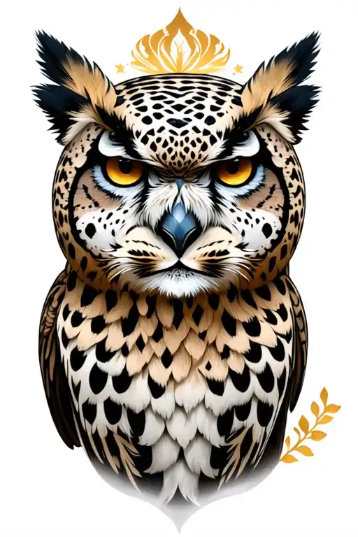 snow leopard, owl, eagle tattoo design idea